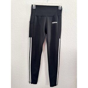 Adidas Leggings Womens Small Black Climalite 3 Stripes Yoga Pants Stretch Active